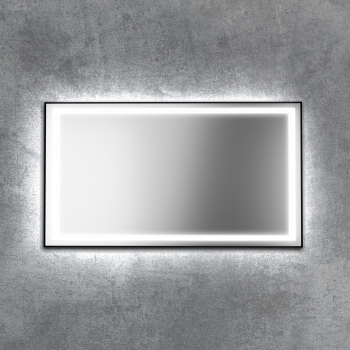 Espejo con led frontal y marco en negro con iluminación retroiluminada perimetralmente Sire