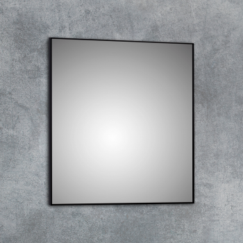 Espejo de baño con marco aluminio negro mate cuadradado Adhara sin luz