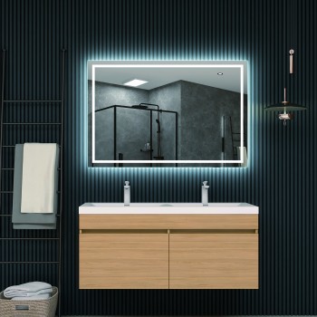Espejo cuadrado de baño con luz led frontal Serie Holanda