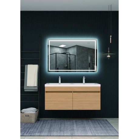 Espejo cuadrado de baño con luz led frontal Serie Holanda