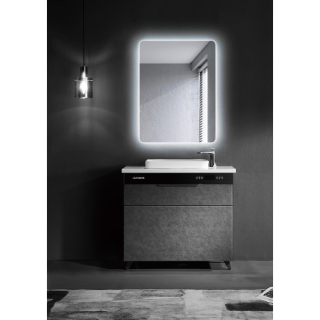 Espejo de baño retroiluminado cuadrado con cantos redondos Serie Dinamarca