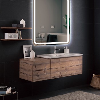 Espejo baño cuadrado con cantos redondos y  luz led frontal Serie Austria