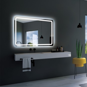 Espejo de baño con luz led frontal  y con cantos redondos Serie Grecia