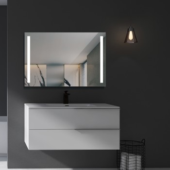 Espejo de baño cuadrado con doble tira led frontal Serie Finlandia