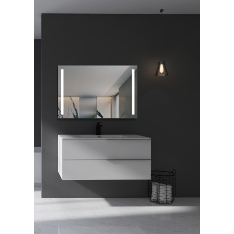 Espejo de baño cuadrado con doble tira led frontal Serie Finlandia