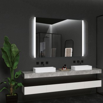 Espejo  de baño cuadrado con luz led frontal triled Serie Copenhague