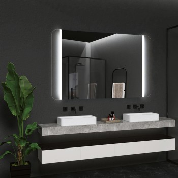Espejo  de baño cuadrado con luz led frontal triled Serie Copenhague