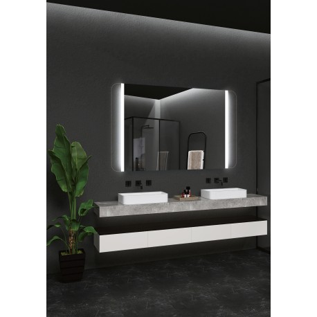 Espejo  de baño cuadrado con luz led frontal triled Serie Copenhage
