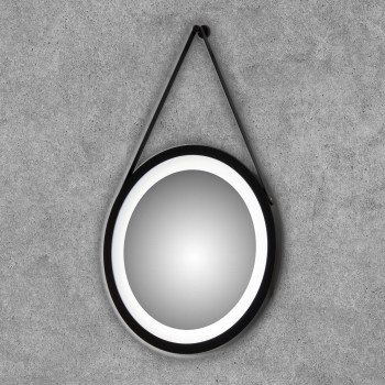 Espejo redondo con luz led con marco lacado en negro mate Enea Negro