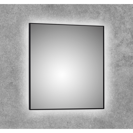 Espejo de baño luz led con tira marco aluminio negro mate cuadradado Adhara