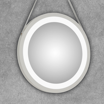 Espejo redondo con luz led con marco lacado en blanco Enea Blanco